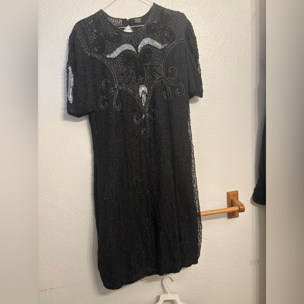 Elegant Black Beaded Dress